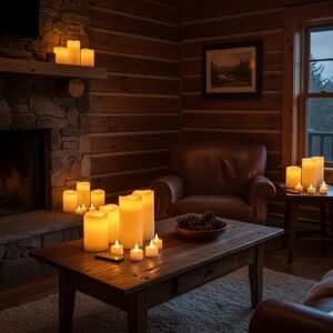 Ashland Cream Holiday Candle Set with Remote 💥BRAND NEW IN BOX💥